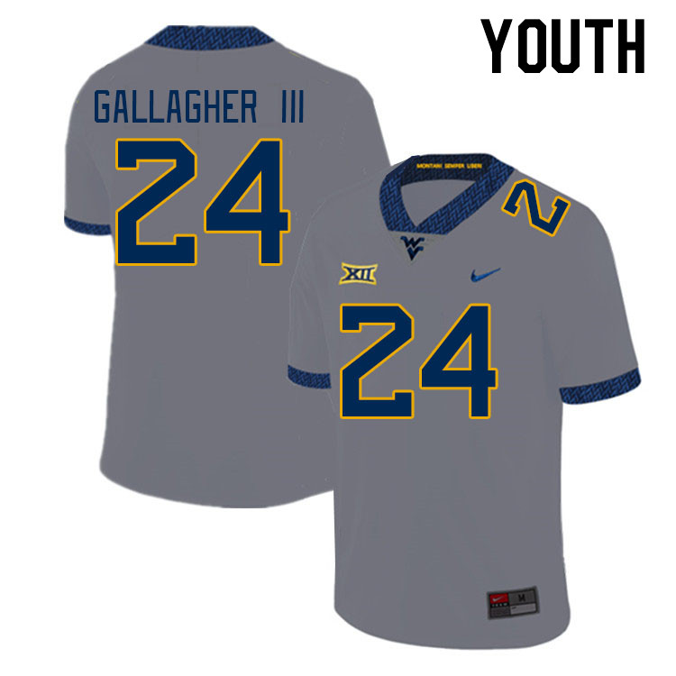 Youth #24 Rodney Gallagher III West Virginia Mountaineers College Football Jerseys Stitched Sale-Gre